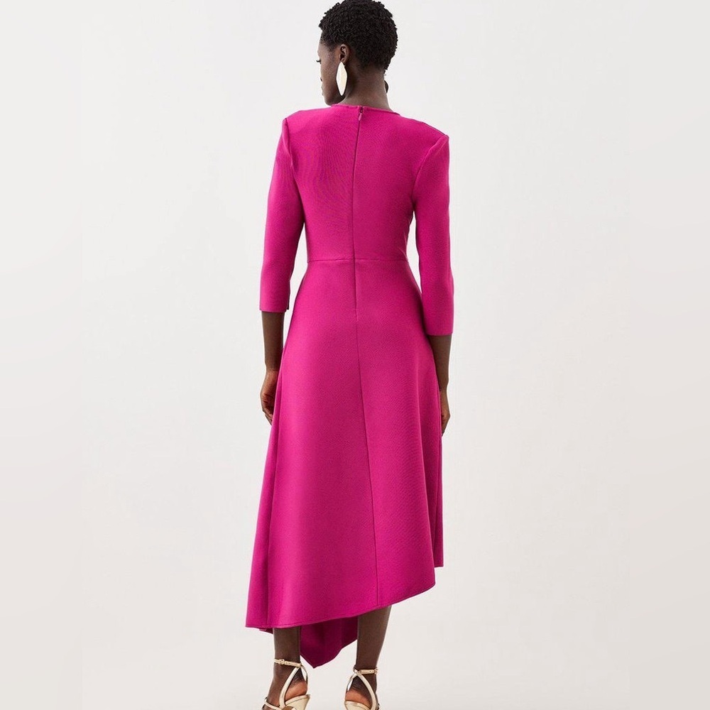 KAREN MILLEN Bandage Figure Form Knit Belted Asymmetric Midaxi Dress - Picture 2 of 10